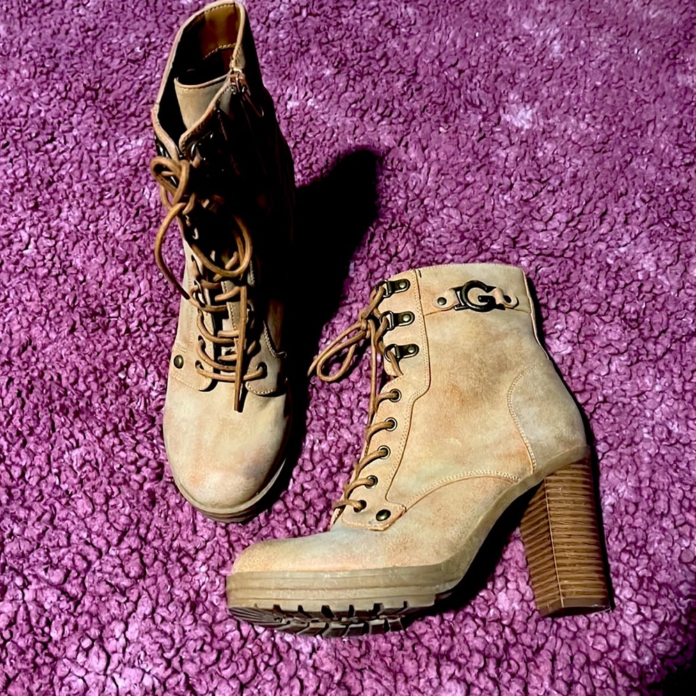 Guess tan heeled boots
